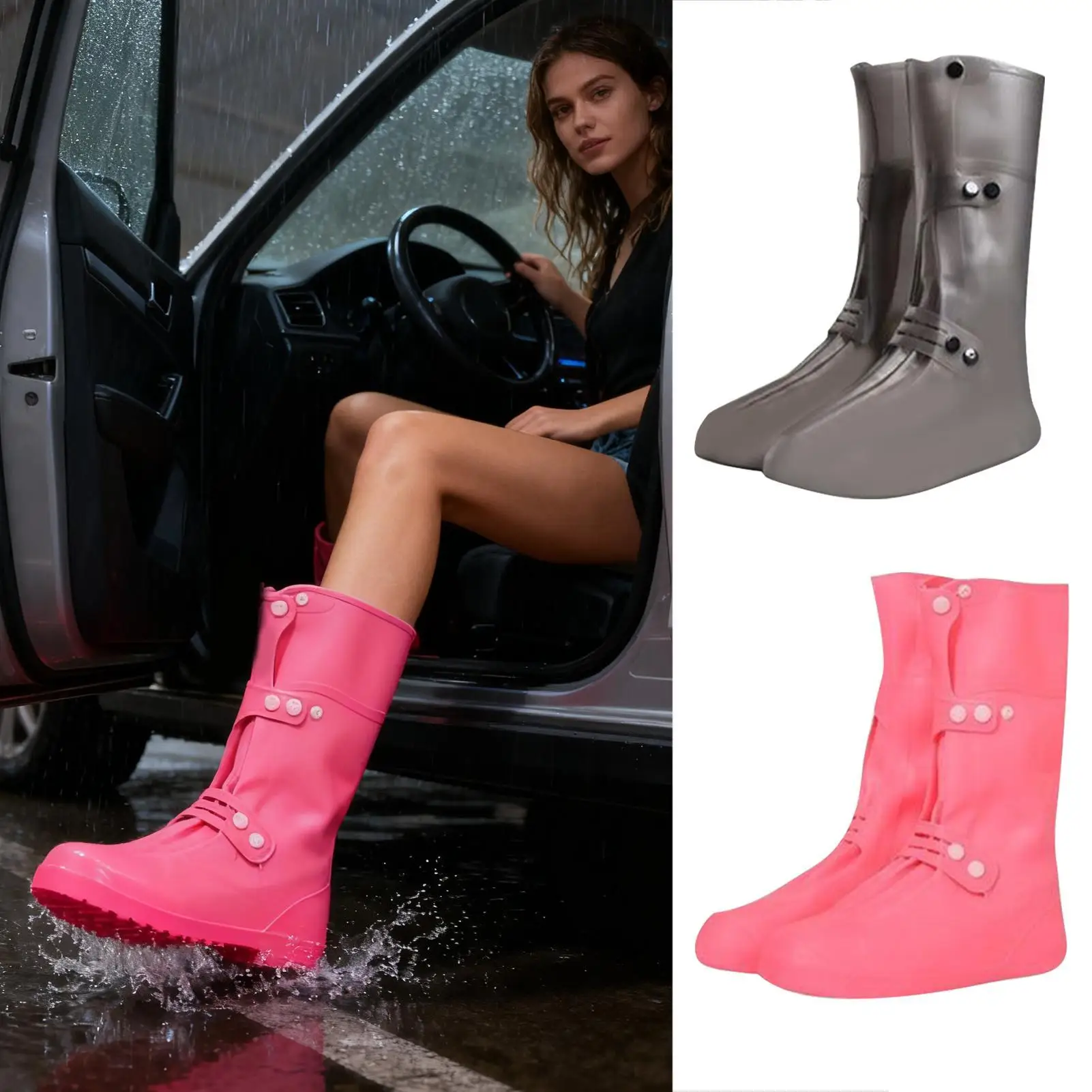 Shoe Covers For Rain Reusable Silicone Stretchy Rain Boot Covers Waterproof For Snow Mud Winter Summer Travel Gardening Yard