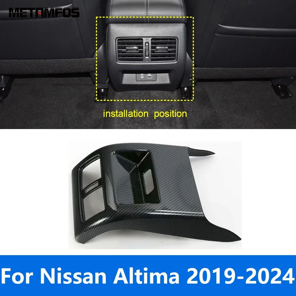 Armrest Box Rear Air Condition Vent Outlet Cover Trim For Nissan Altima 2019-2022 2023 2024 Carbon Fiber Interior Accessories