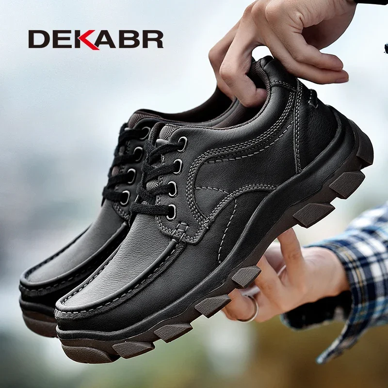 DEKABR New Man Genuine Leather Loafers Men Moccasin Sneakers Flat High Quality Causal Men Shoes Footwear Boat Shoes Size 38-45 image 5