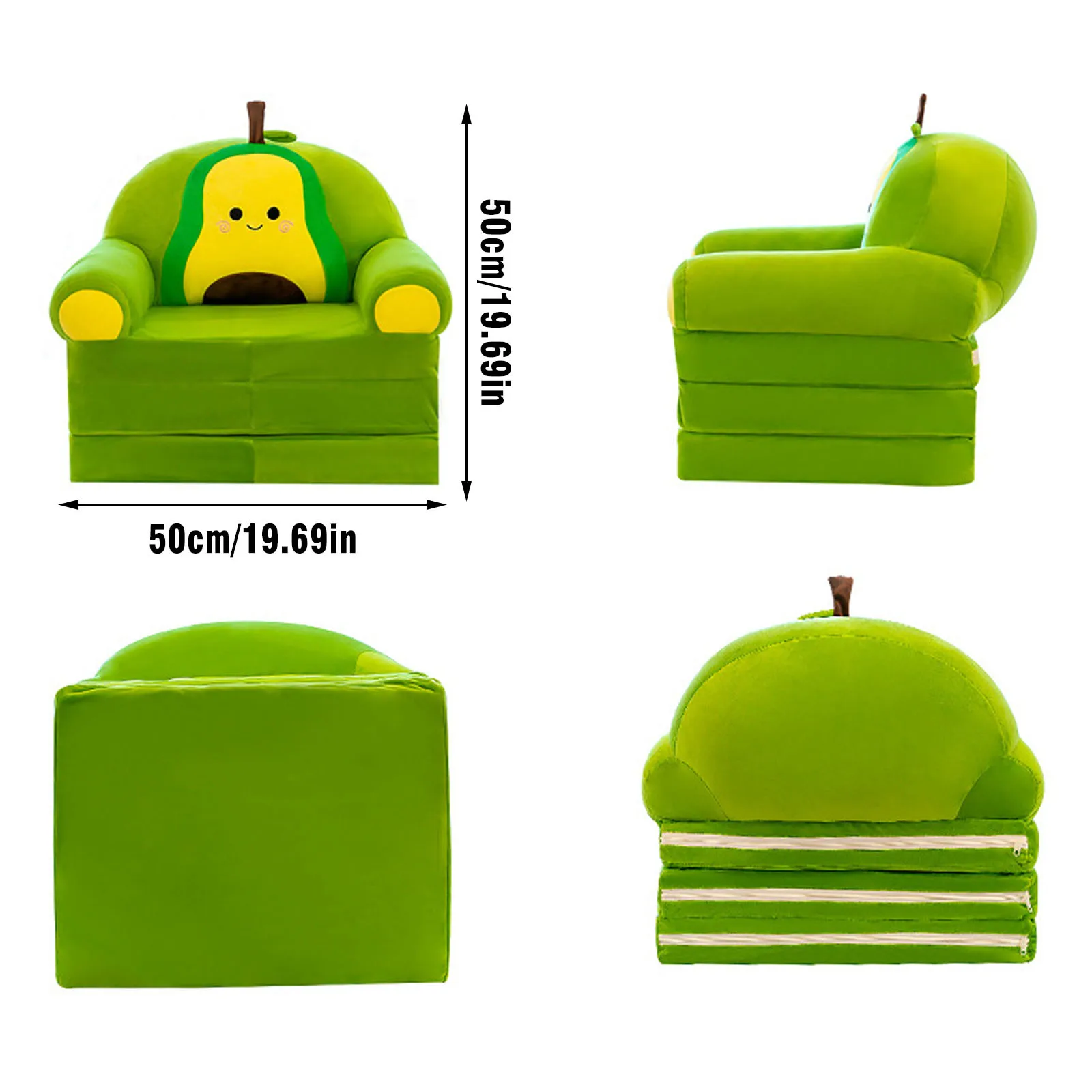 Plush Foldable Kids Sofa Backrest Armchair 2 In 1 Foldable Children Sofa Cartoon Lazy Sofa Children Flip Without Liner Filler