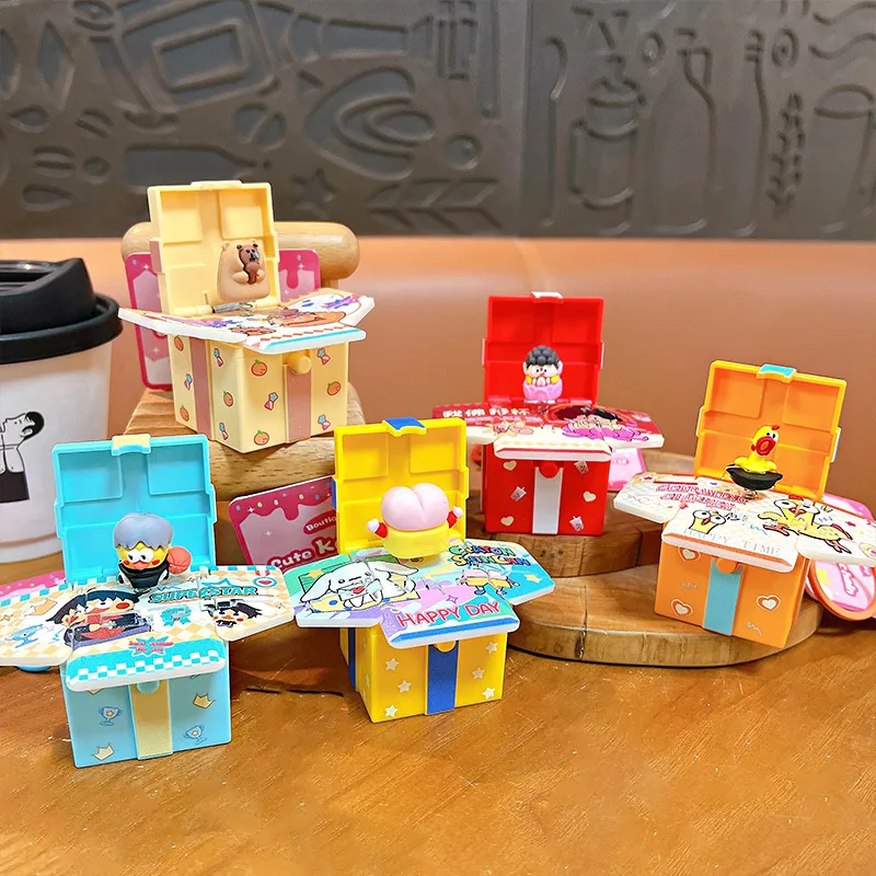 

Creative 3D Spatial Cartoon Surprise Box Keychain Funny Decompression Surprise Gift Box Toy Bag Decor Pendant Birthday Xmas Gift