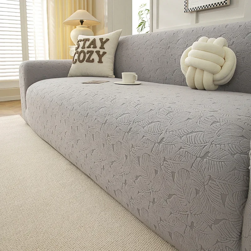 1PC-Jacquard Solid Color Elastic Sofa Cover Pet Friendly Scratch Resistant Dust-proof Sofa Protective Cover Machine Washable