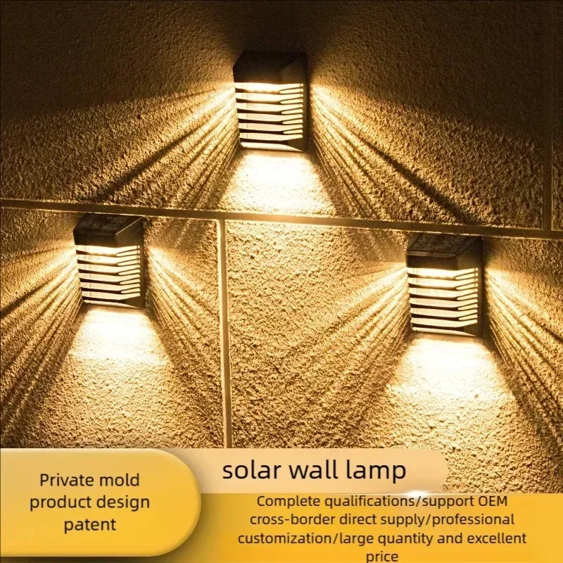 Luz LED Solar para valla IP65, luz de pared impermeable para exteriores, luz de jardín de modo respirable/constante, adecuada para camino de escalera y patio trasero