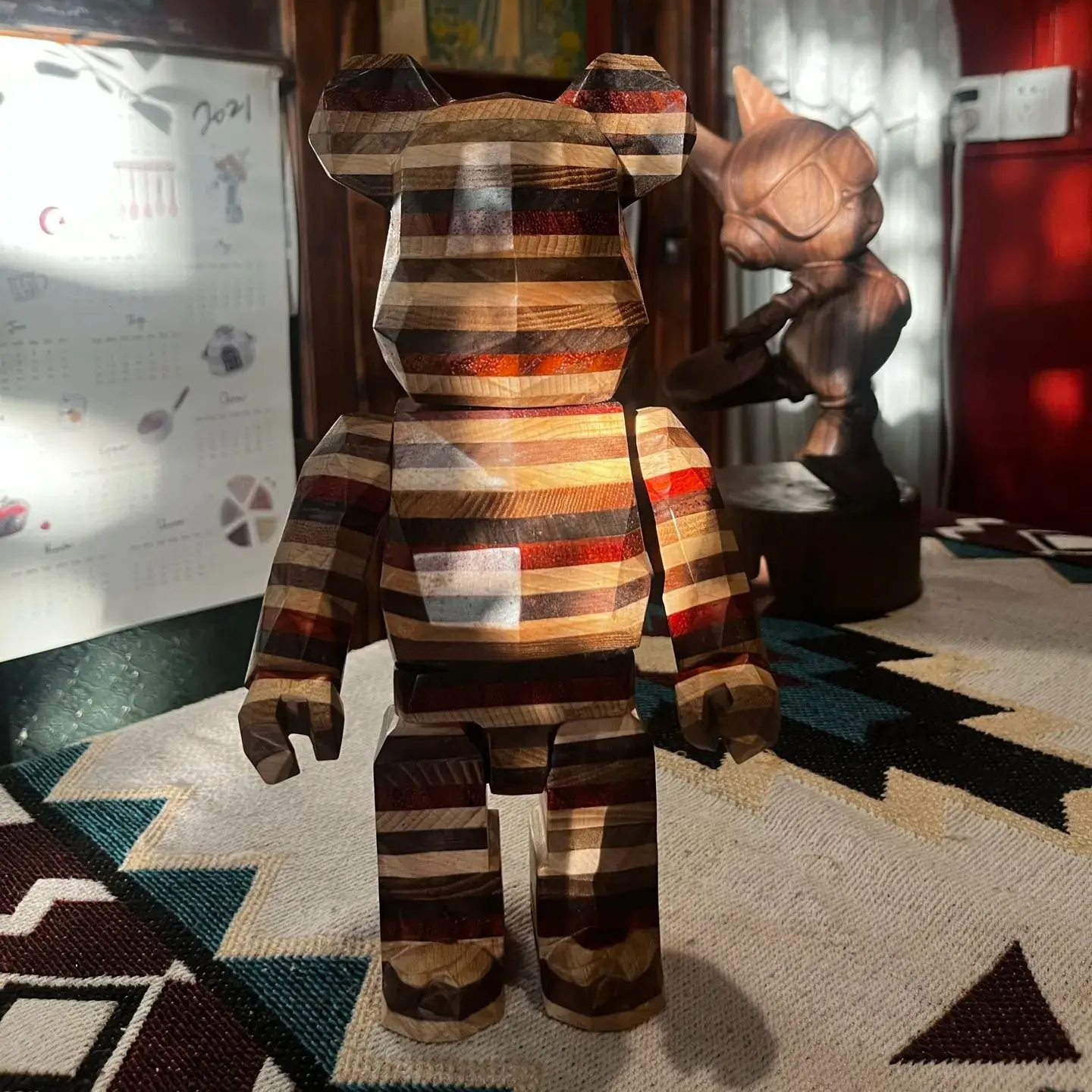 

Bearbrick 400% Karimoku Horizon Diamond-Shaped Horizon 6 Kinds of Wood Splicing 28 cm Height 11 Inches Collection Gift Figures D