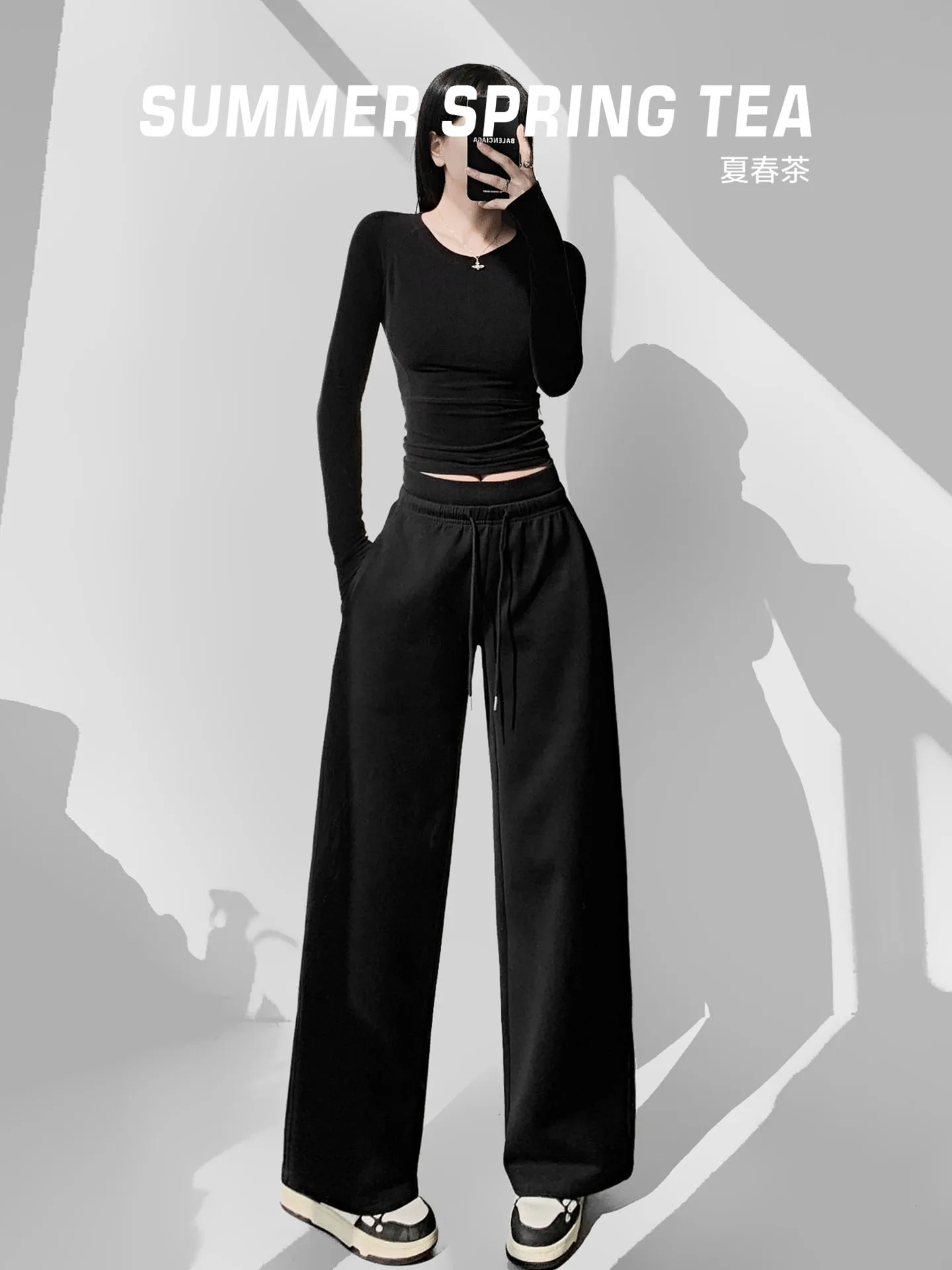 Spodnie damskie Thiened Fce, codzienne, z wysokim stanem, patchworkowe, z szerokimi nogawkami, z mankietami, na lato, wiosnę, do noszenia na co dzień.