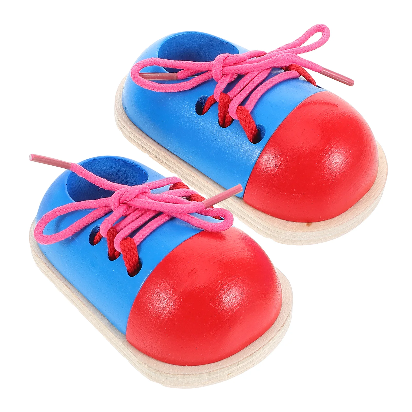 

2pcs Wooden Hand-eye Coordination Toys Fine Motor Skills Lacing Sneaker Shoelace Tying Kids Early Learning Threading Kit