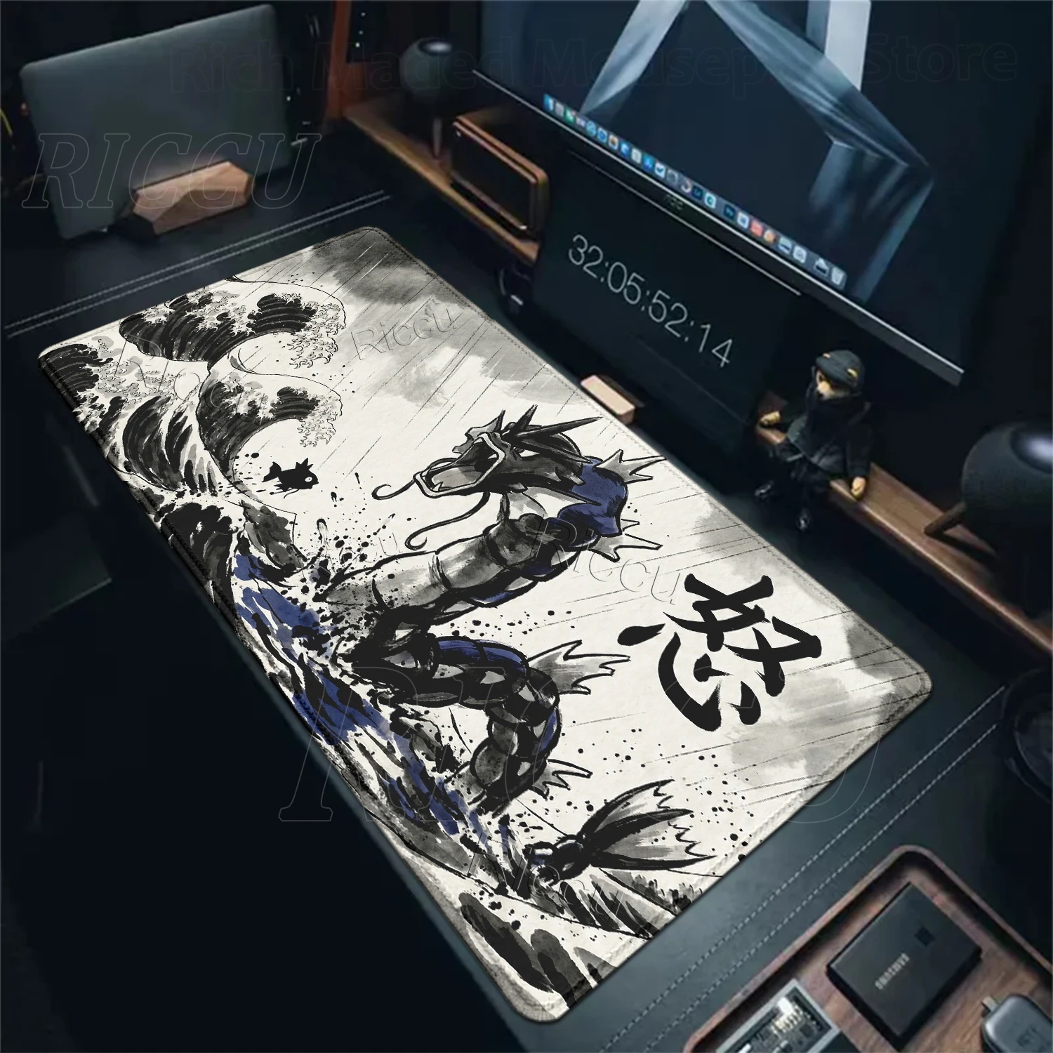 

Black White Pokemon Playmat Gyarados Gengar Gamer Cabinet Keyboard Mouse Pad Office Pc Desk Mat Gaming Accessories XXL Table Mat