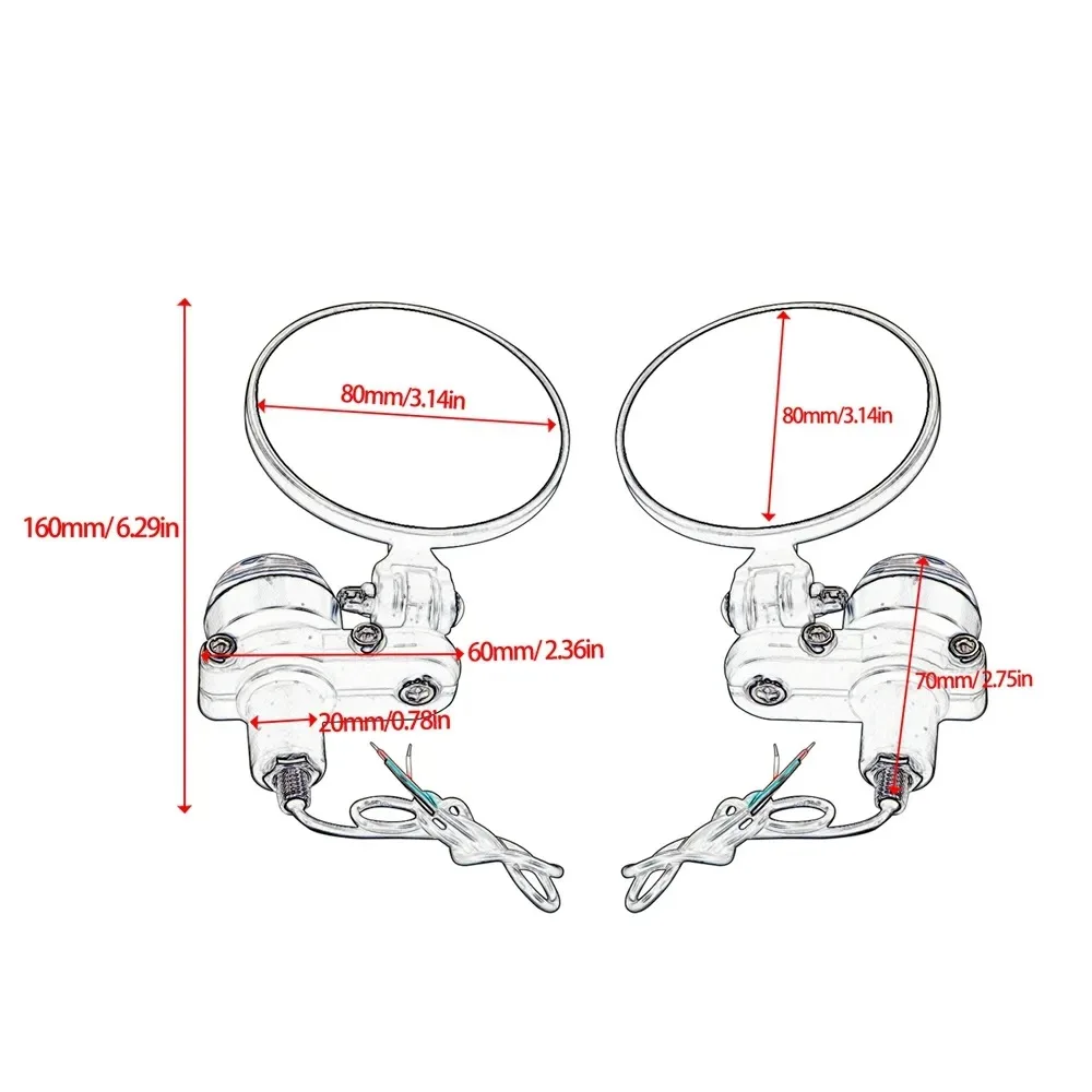Retro Foldable Inverted Bar‑End Rearview Mirrors Universal Modified Side Reflector Fit for Ha rley Cruiser Prince