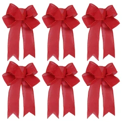 Lazos de cinta roja de Navidad, decoraciones colgantes de 24x19cm, regalo de Bowknot, adornos de árbol de Navidad, decoración de fiesta de año nuevo 2024, 6 piezas