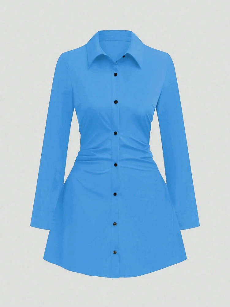 Robe chemise décontractée à manches longues pour femmes, grande taille, amincissante, défini à la taille, pour un usage quotidien et au bureau, nouvel arrivage d'automne