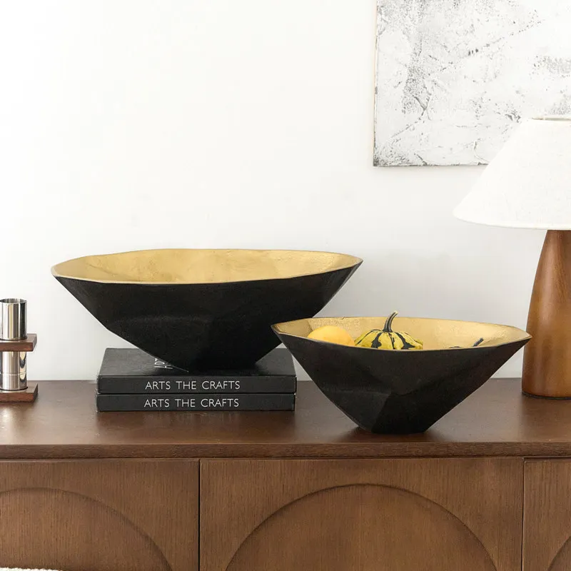 European light luxury outer blue lining copper and aluminum decorative bowl creative irregular fruit plate storage dried fruit