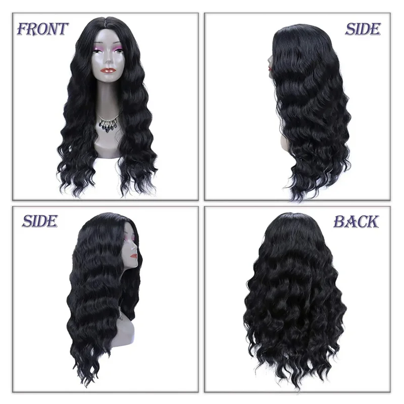 Natural Color Synthetic Middle Part Hair Wig  24-30inch Long Body Wave Wig Synthetic Wigs For Women Daily Use