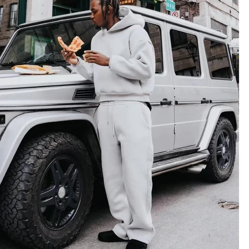 Imagen 2 del producto Sudadera con capucha para pareja, conjunto de 2 piezas, pantalones de chándal holgados informales, traje de otoño para hombre, sudadera para correr, pantalones, trajes