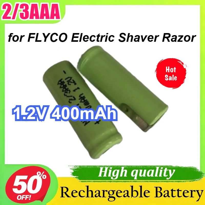 

10PCS-2/3AAA 1.2V 400mAh with Solder Tabs Replacement for FLYCO Electric Shaver Razor Ni-MH Rechargeable Battery