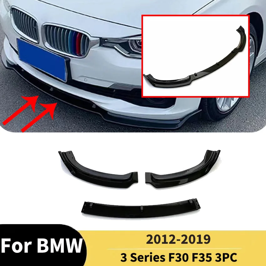

3PCS Front Bumper Spoiler Lip For BMW 3 Series F30 F35 2012 2013 2014-2019 Splitter Canard Lip Car Accessories Body Kits Tuning