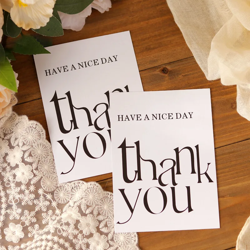 

50/100Pcs Thank You Greeting Cards Minimalist Design for Wedding Bridal Shower Birthday Party Favors Floral Art Store Card Gift