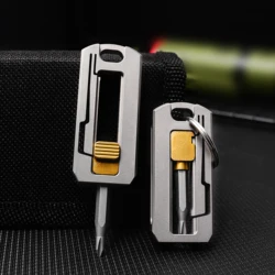 TGZUO Screwdriver Push Pull Type Titanium Alloy Handle Mini EDC Multifunctional Tool Outdoor Pocket Tool Keychain Pendant New