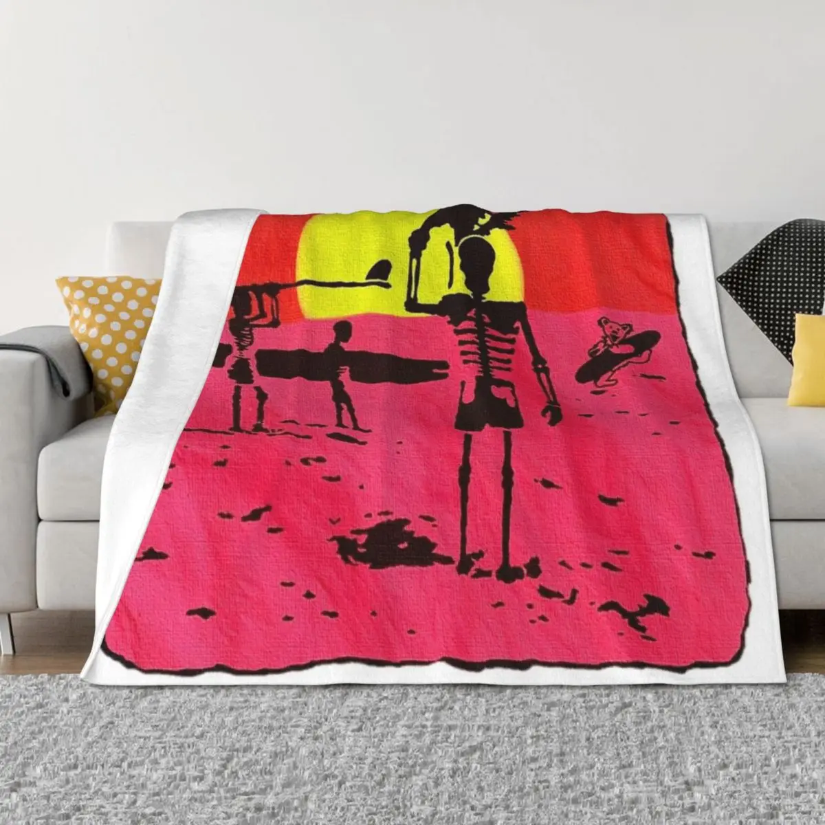 

Beach Surfing Skeleton Sun Summer Design Throw Blanket bed plaid Nap Blankets For Baby Blankets