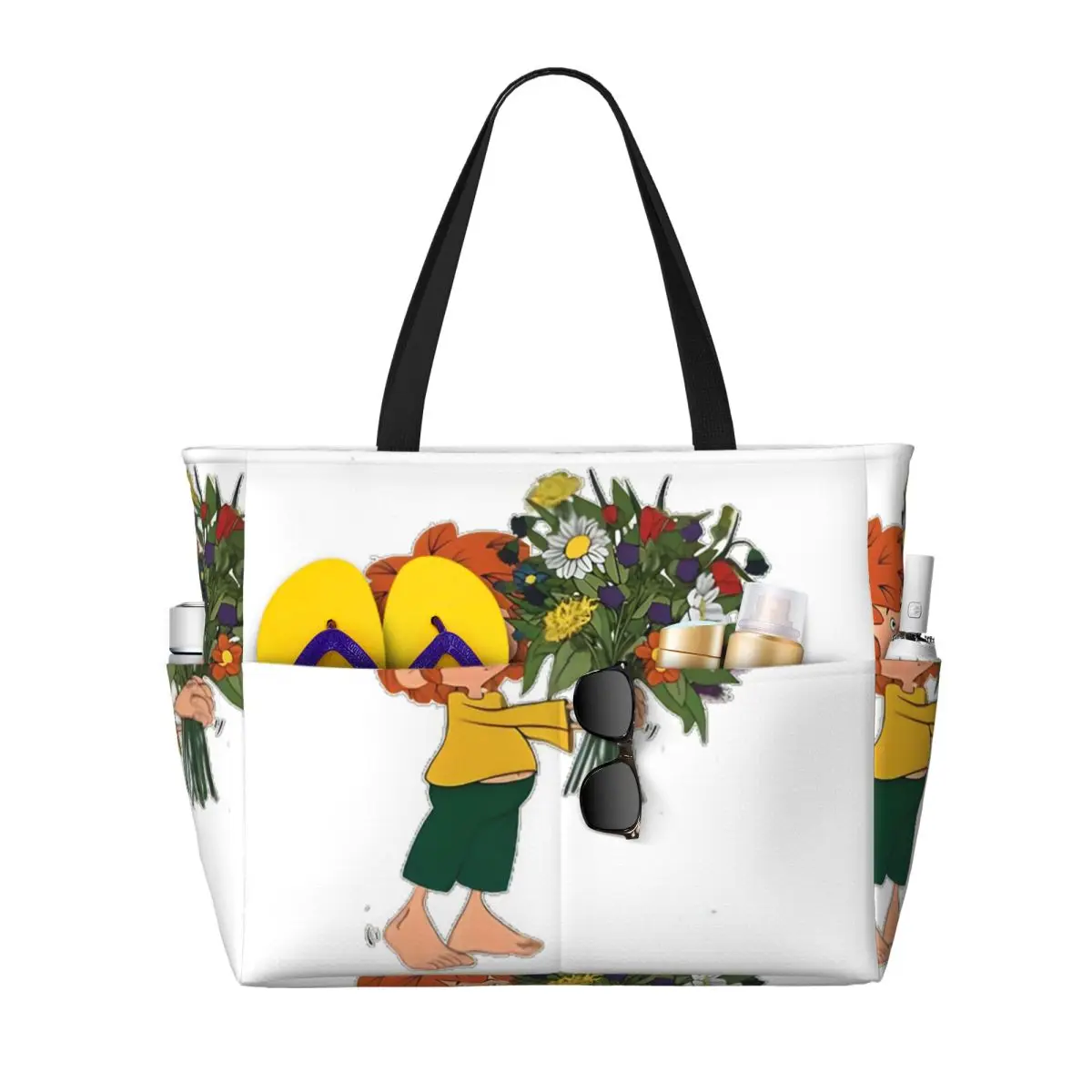 

Pumuckl Halt Blumen Beach Tote Bag Sport Gym Yoga Duffle Large Tote Bag Women Travel Bag Fitness bag