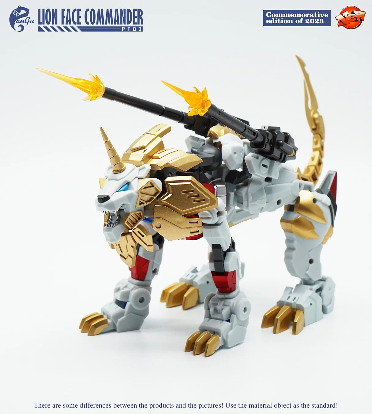 Na Stanie Transformacja PANGU Toys PT-03 PT03 LION FACE COMMANDER Lew z Pistoletem Nuclera, Figurka Akcji, Model Zabawka, Prezent