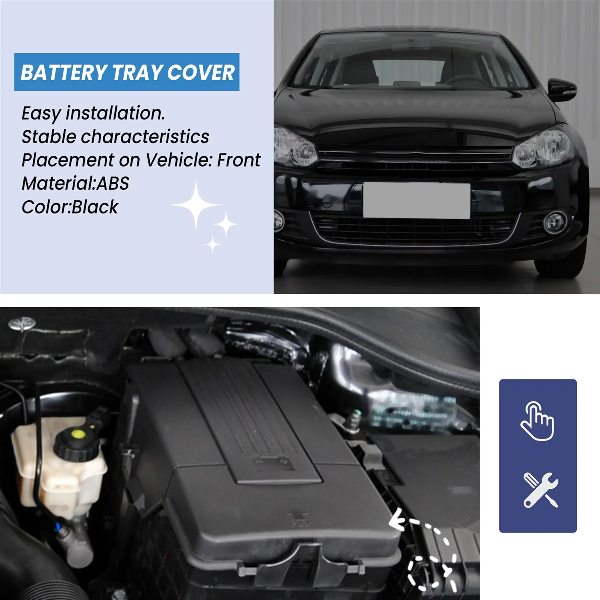 غطاء علبة بطارية لأودي a3 ، q3 ، جيتا ، جولف ، mk5 ، mk6 ، باسات b6 ، مقعد ، سكودا #5