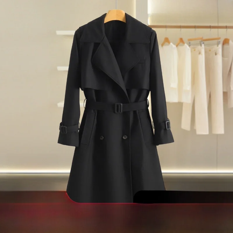 

Классическое двубортное длинное пальто с застежкой на талии, женское модное брендовое пальто на пуговицах, осенняя верхняя одежда из смеси вискозы из полиэстера