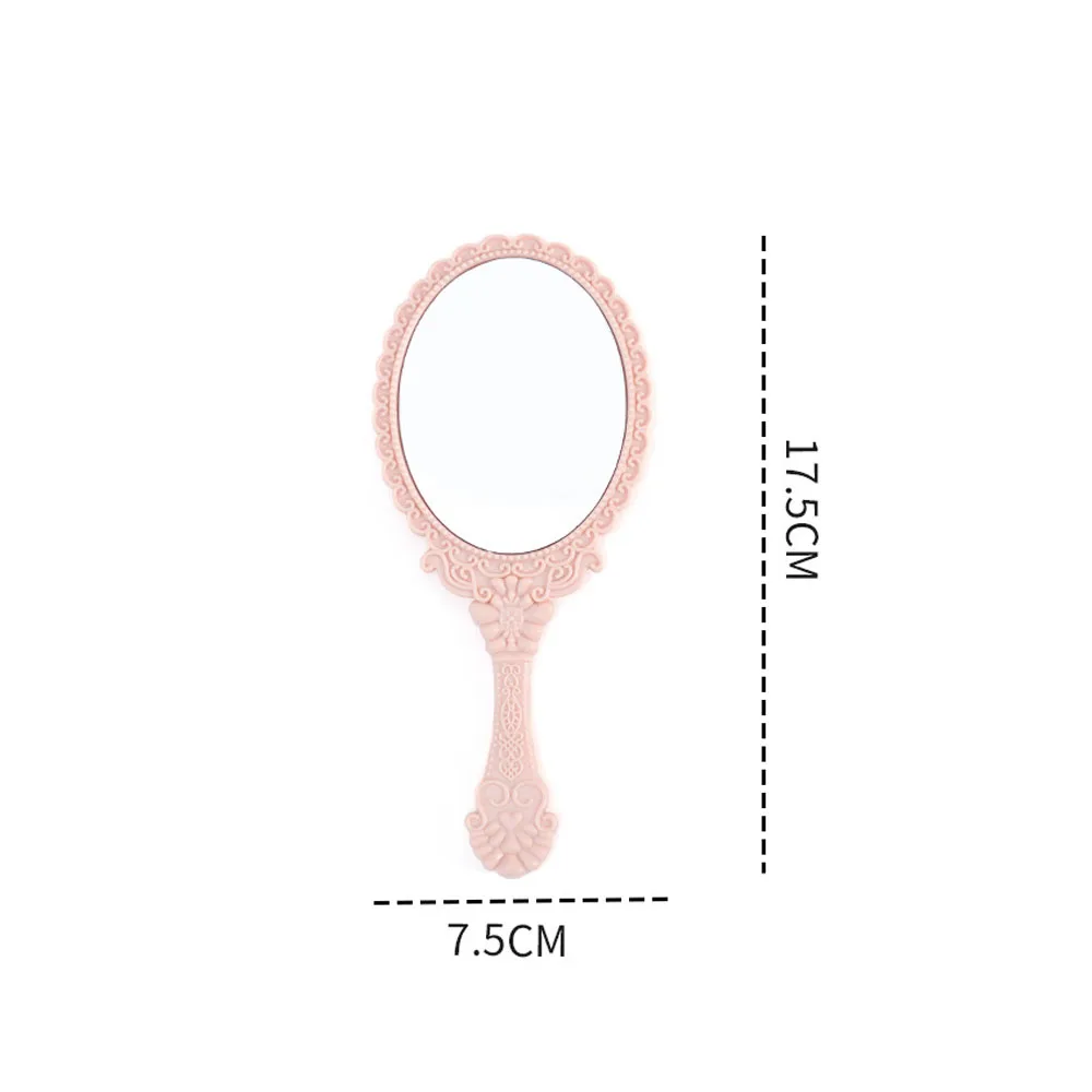 Espelho de vaidade portátil esculpido vintage elipse abs espelho de maquiagem spa salão de beleza espelho de mão alça cosmética compacto para mulher