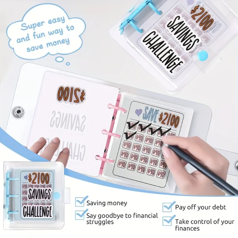 

Cash Binder Organizer - Budget Planner with Savings Challenge Tracker, Portable for Savings Challenges, Ideal for Adults