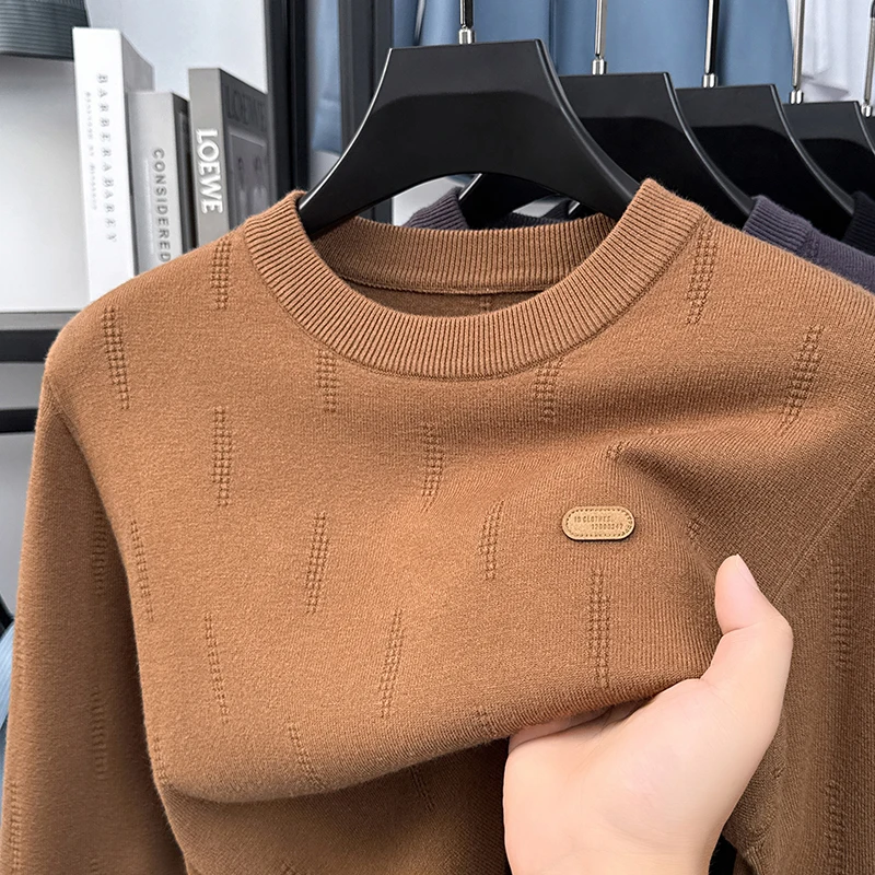 Men's New High quality Long sleeve Sweater Autumn Round neck Anti-pilling Base layer Knitwear Brand Casual Fashionable Men wear