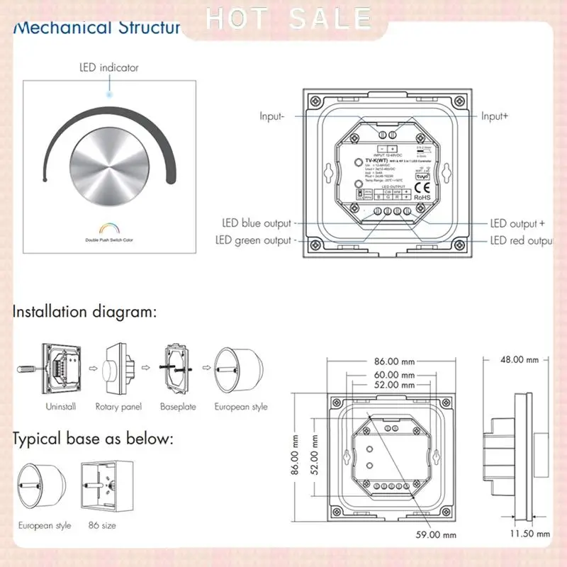 24-Hour Delivery Constant Voltage Rotating Glass Panel Smart Dimmer LED Controller DC 12V 24V WIFI TUYA APP Cloud Enabled