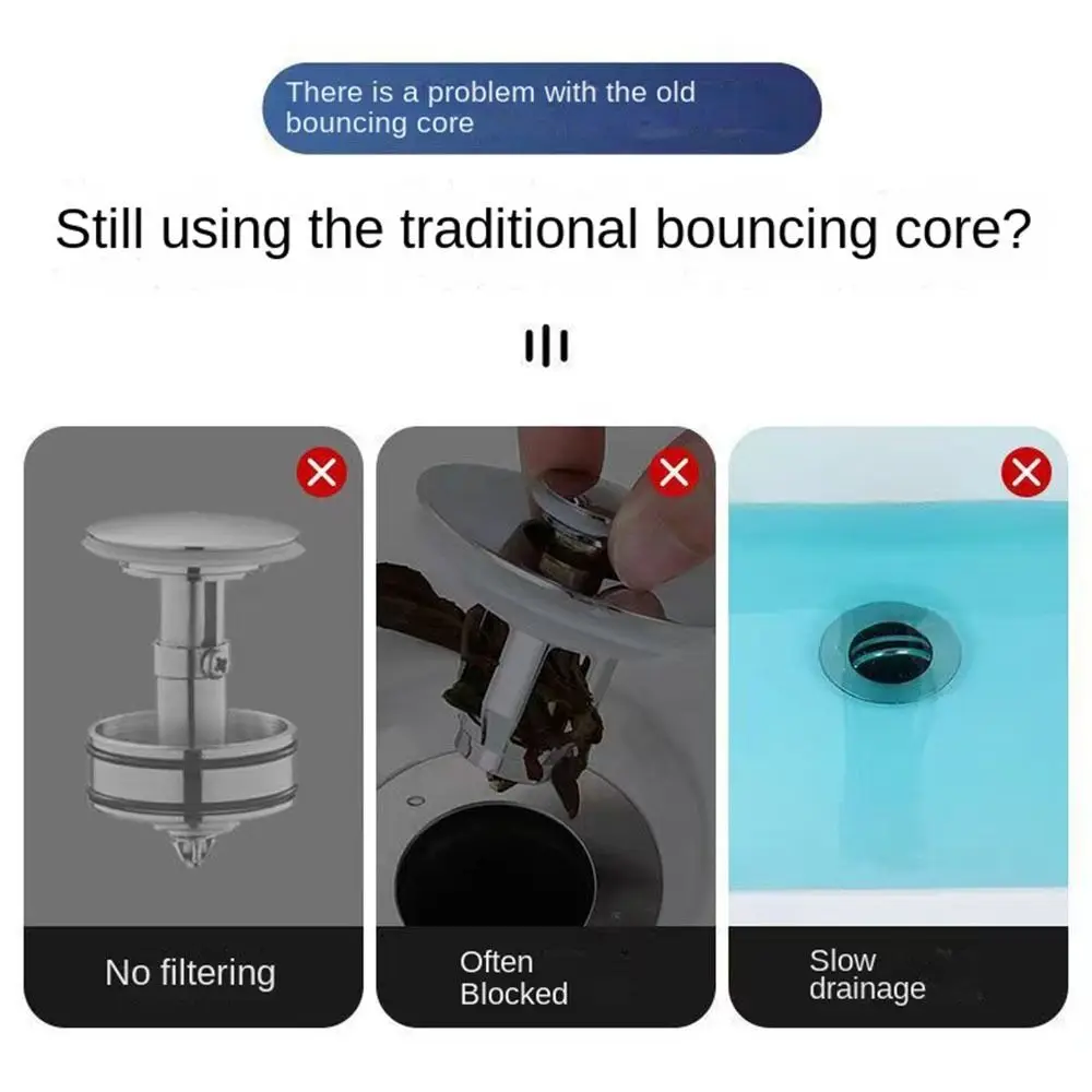 Filter Hair Catcher Bath Stopper Wash Basin Plug Pop-Up Bounce Core Basin Spring Core Bathroom Sink Plug Basin Drain Filter