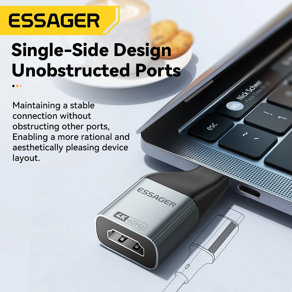 Essager USB Type-C to HDMI-Compatible DP VGA Mini DP Adapter4K@120Hz 8K@60Hz HD Video Transmission Converter for MacBook TV Box