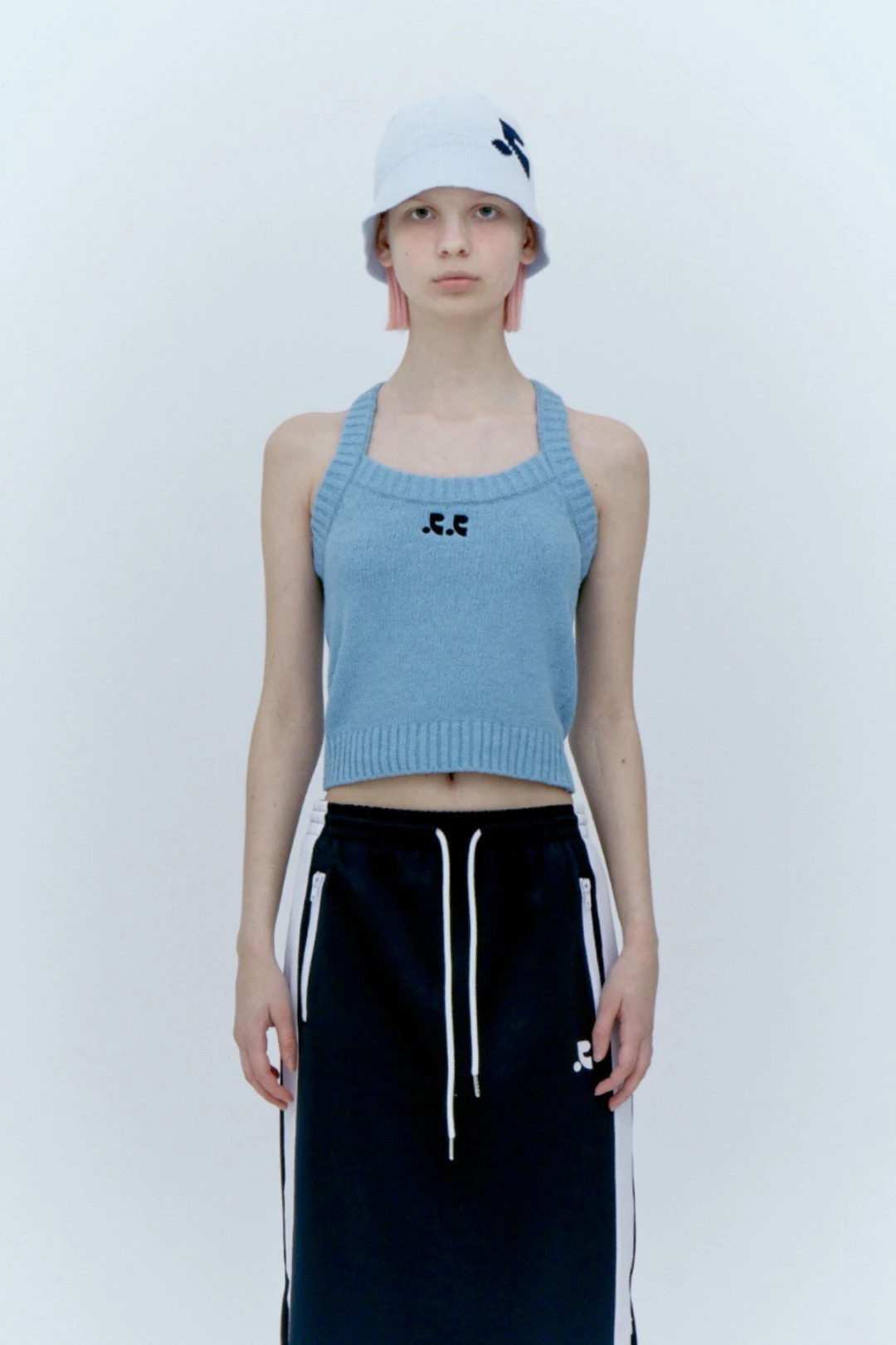 Damska dzianinowa kamizelka typu slim fit RR z odkrytymi ramionami, bawełniana, w stylu koreańskim, casualowa, 100% bawełna, letnia moda.