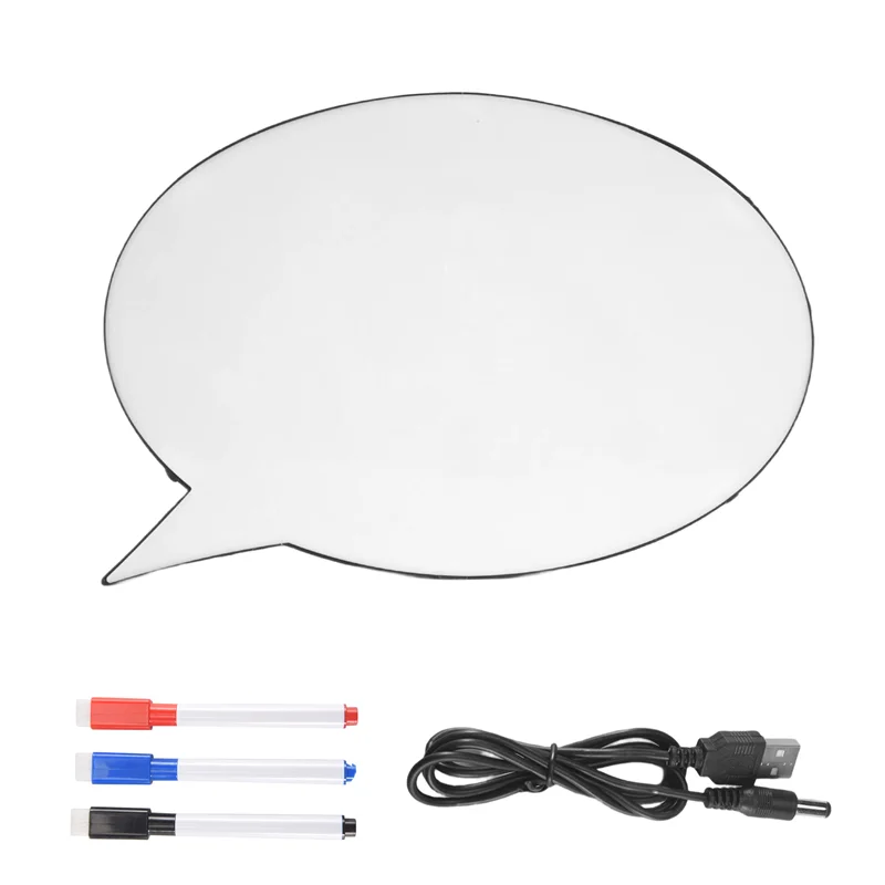 B23B Led Message Handwriting Letter Light Box Speech Bubble Shape Writing Board Add 1 Pen For Birthday Party Wedding