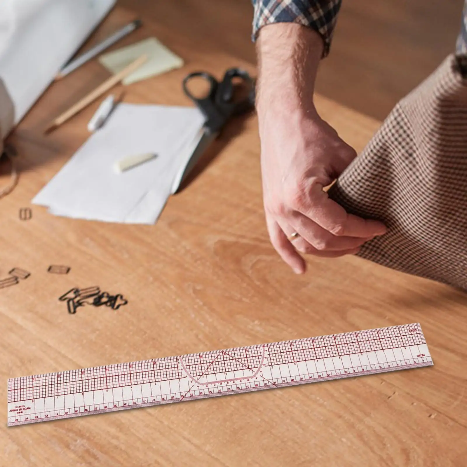 2xGrading Ruler Tailor Ruler Clear Scale B95 Metric And Inch Sewing Ruler Garment Ruler for Pattern Making Tailoring