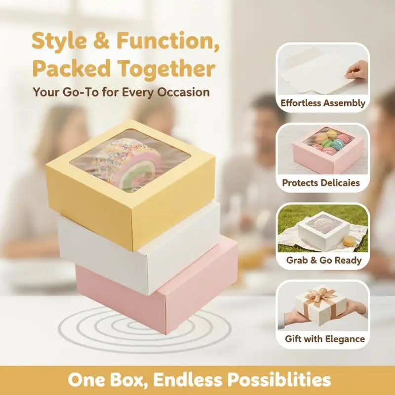 5 Stück Ausziehbare Schubladen-Geschenkboxen mit Klarsichtfenster, Kuchen- und Schmuckverpackungsboxen für Hochzeit, Geburtstag, Party, Geschenkaufbewahrung – Detail 5