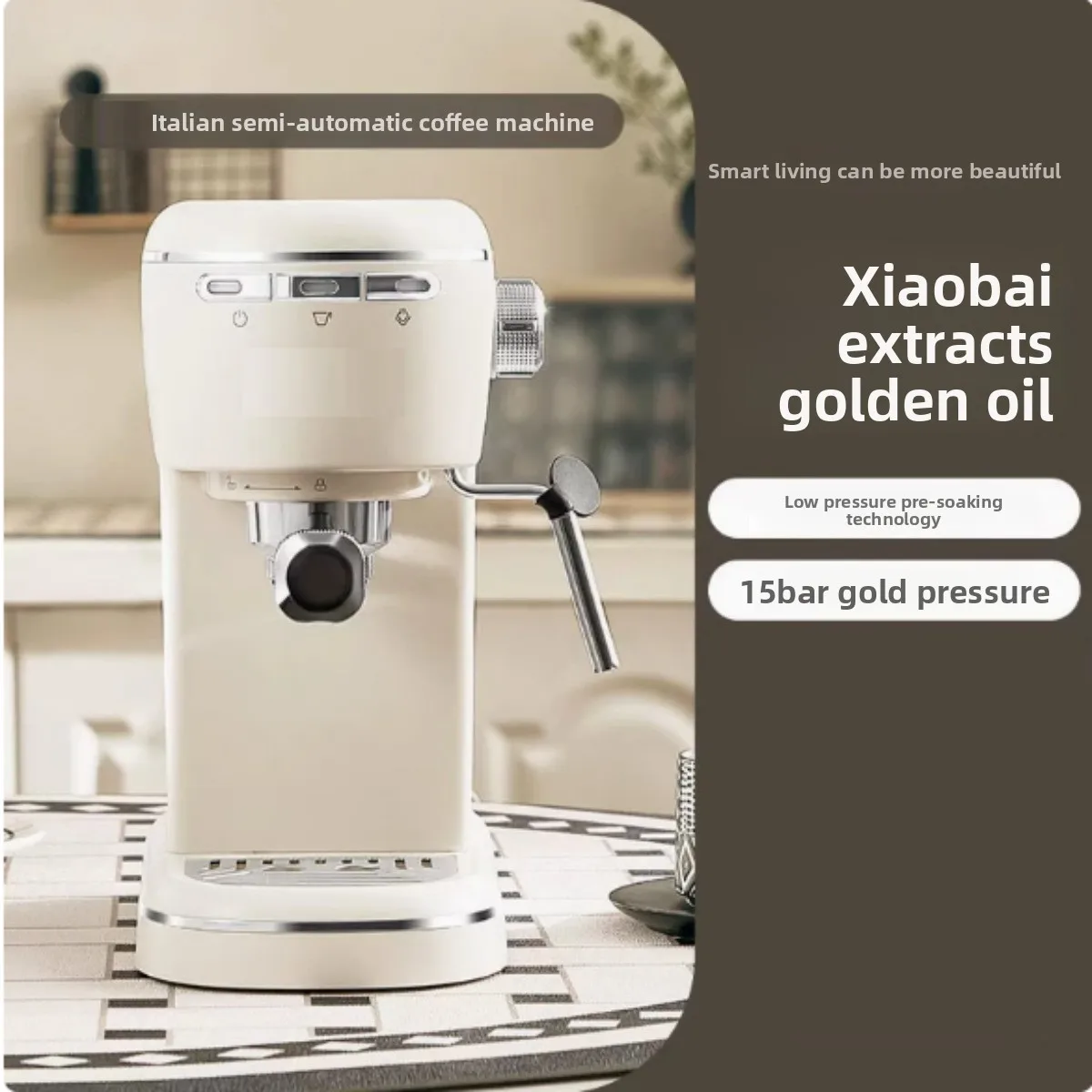 

15Bar Espresso Coffee Machine with Grinder and Milk Frother Semi Automatic for Home Use