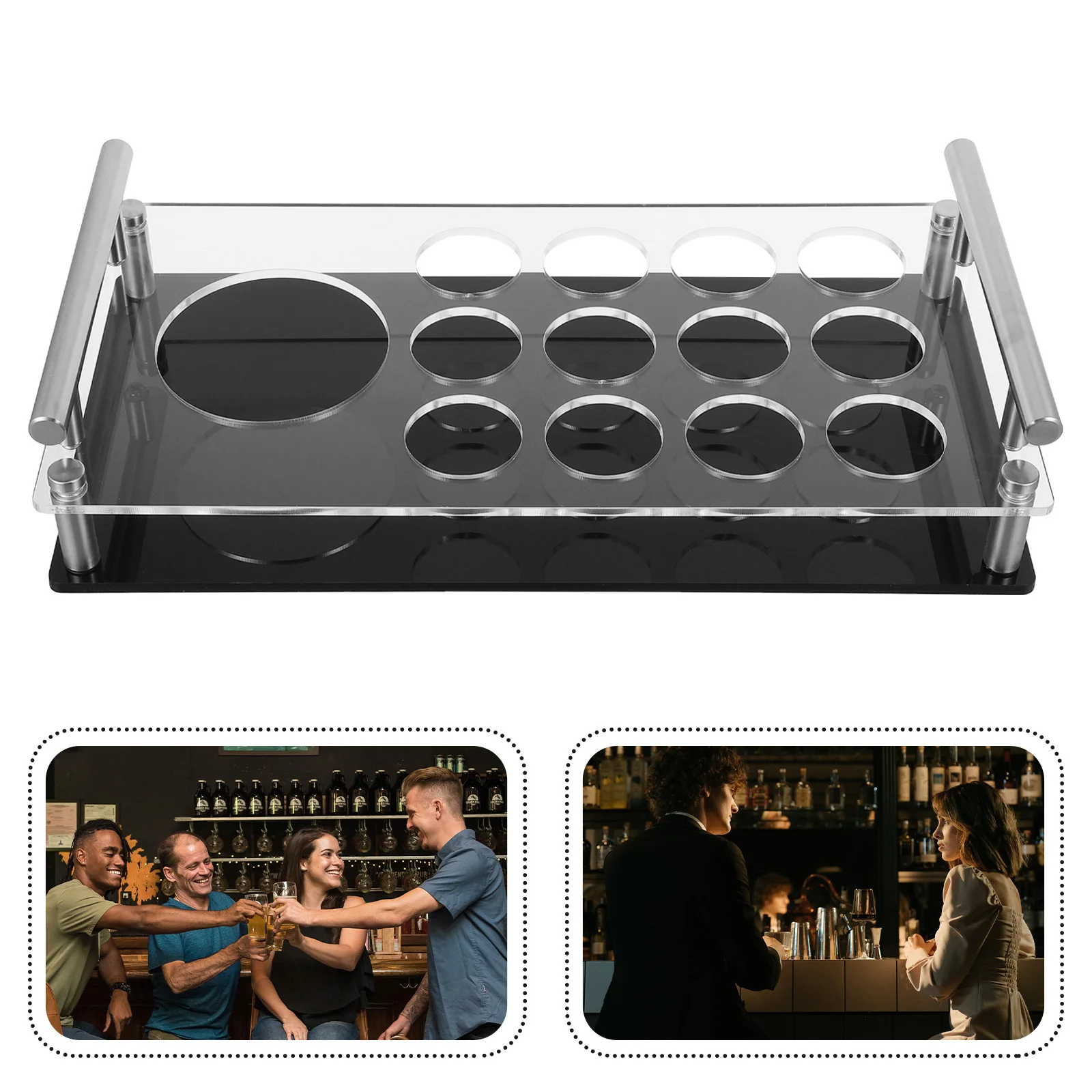 Bandeja de soporte para vasos de chupito, acrílico, diseño minimalista moderno para Control preciso de porciones, estante de almacenamiento estable, barra para el hogar