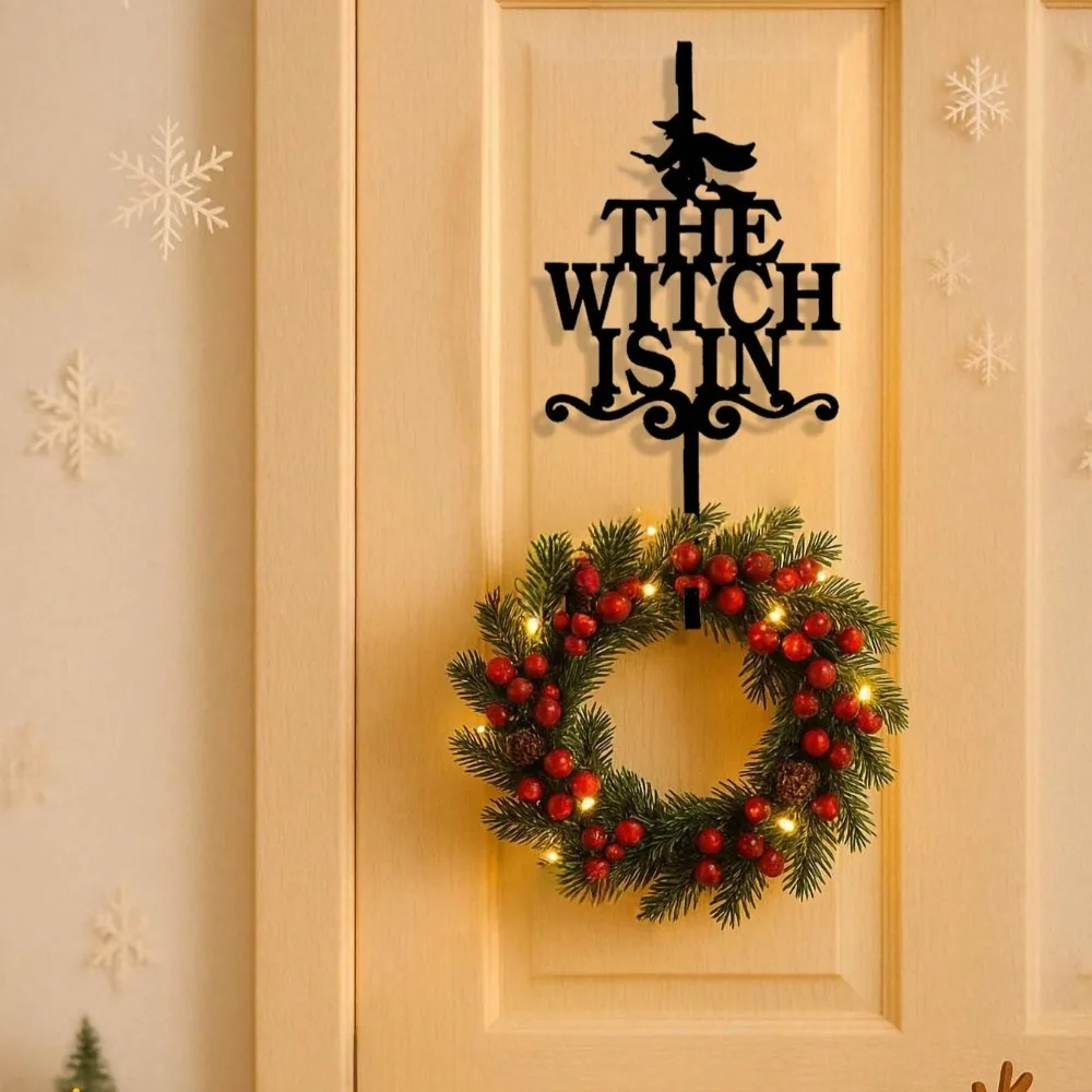 1 unità di grucce per ghirlande "The Witch Is In", design squisito ed elegante con gancio singolo in metallo, perfette per l'esposizione delle ghirlande della porta d'ingresso