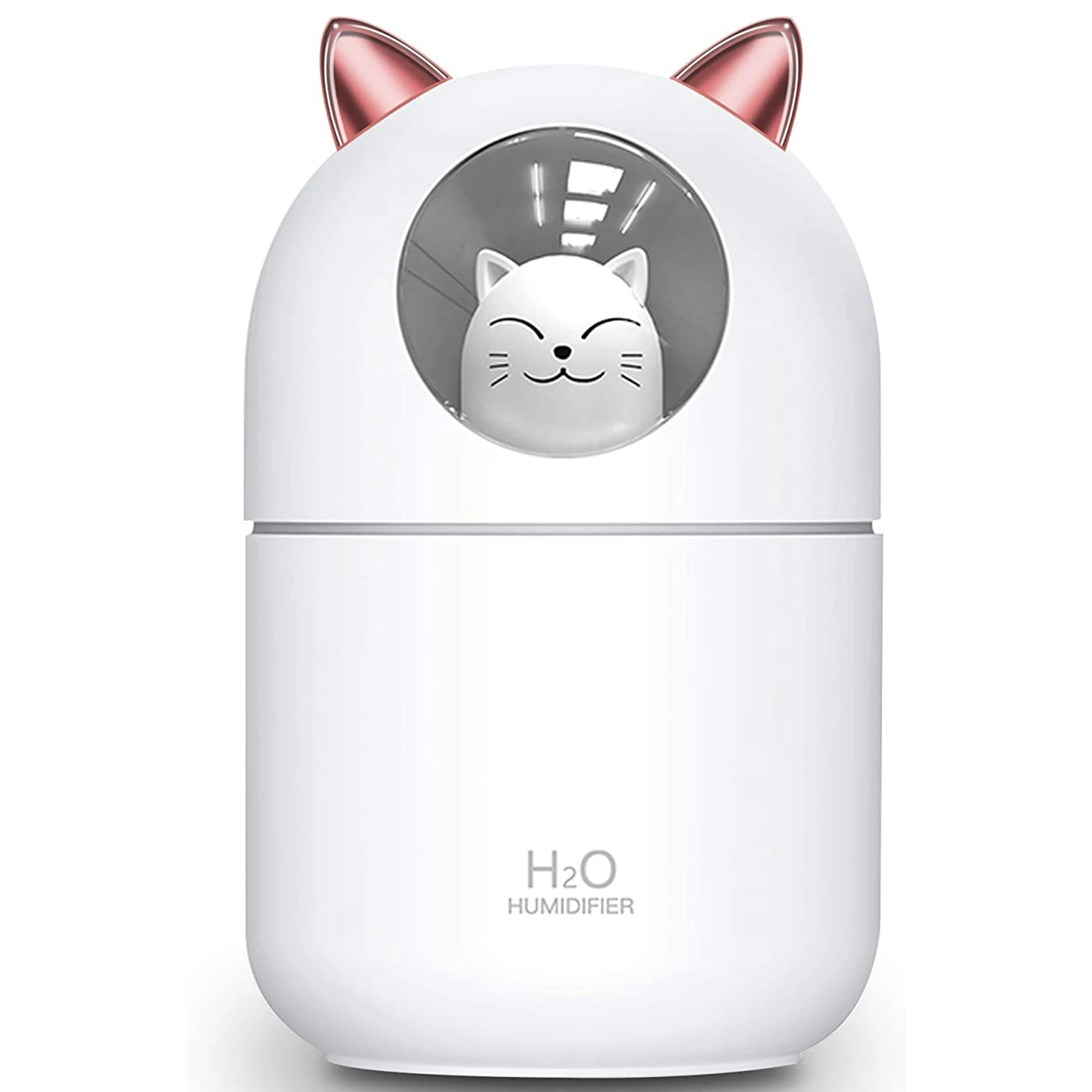 Cute Cat Cool Mist Humidifier for Home,Cat Night Light Essential Pure Air for Baby Room,Easy Clean Quiet Operation White