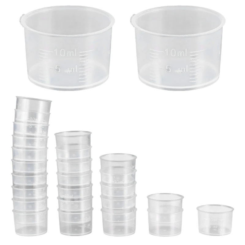 50Pcs Small Measuring Cups Graduated Lab Beakers Cup Shatterproof Liquid Measuring Tool For Kitchen Baking Laboratory