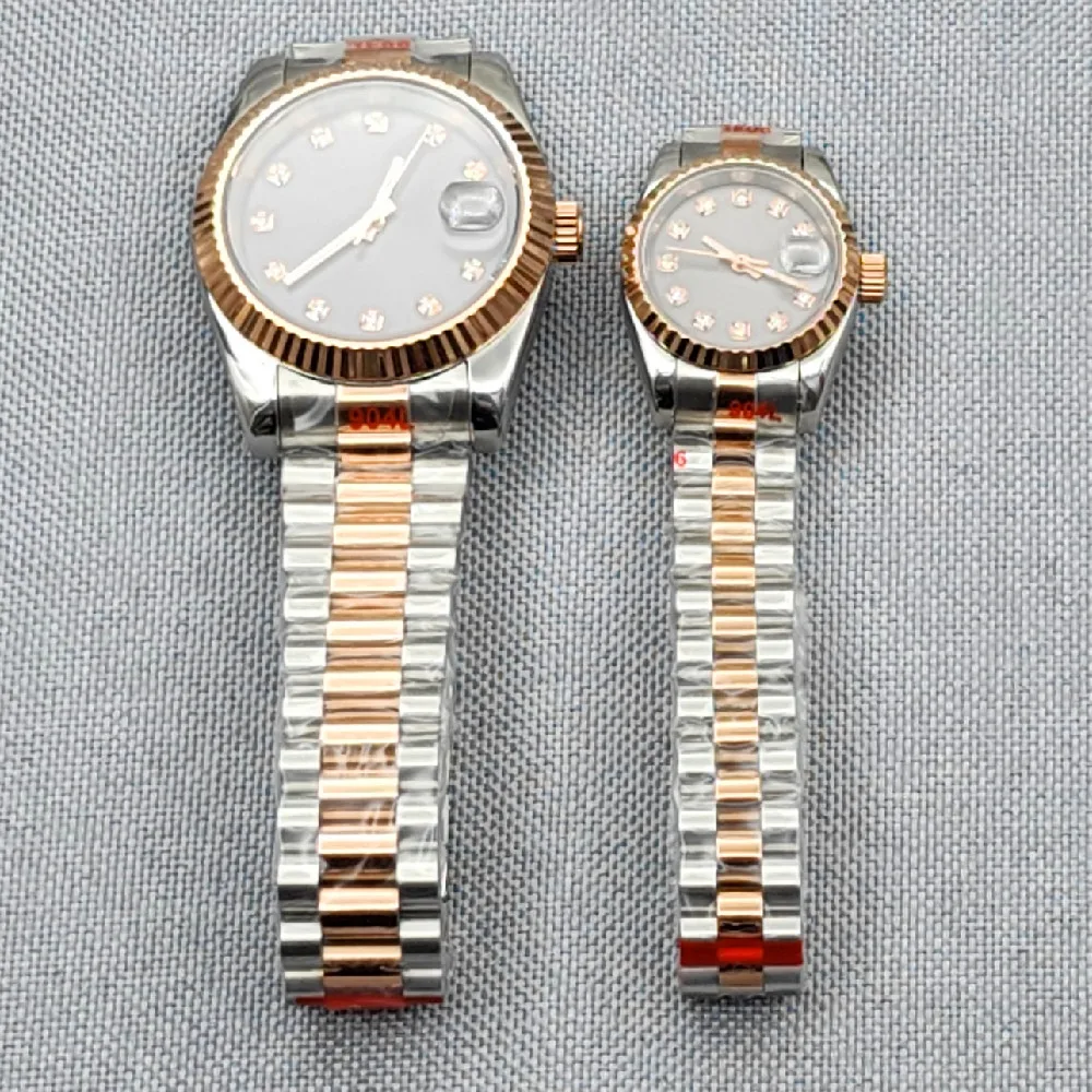 39mm 26mm Dogtooth Ring Log Style Couple Sapphire Glass Stainless Steel Watch NH35 NH05 Automatic Movement