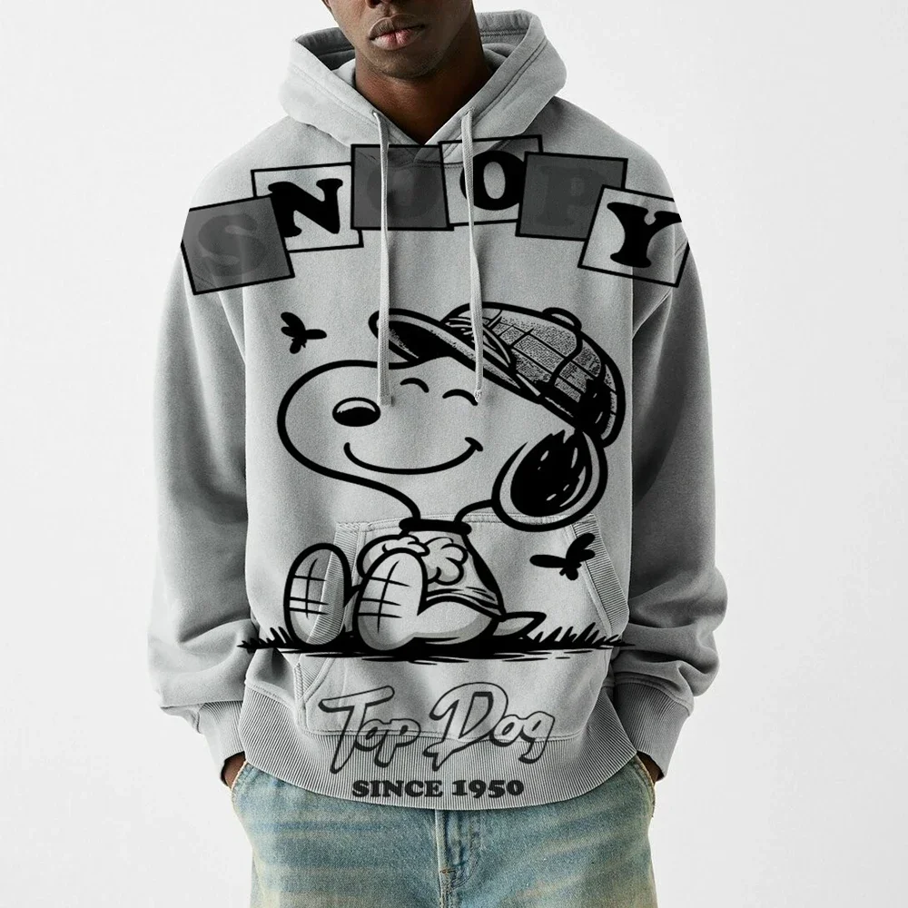 سنوبي طباعة رجل قمصان سويت شيرت بقلنسوة كل موسم اليومية عارضة الرياضة هودي معاطف المنزل في الهواء الطلق الراحة الصالة الرياضية اللياقة البدنية هوديس الأزياء #4