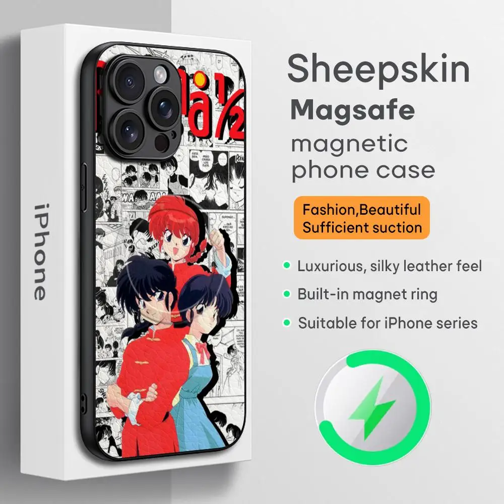 Nuovo sangue caldo anime Ranma 1 2 Anime Cassa Del Telefono Per iPhone 16 15 14 13 12 11 Plus Pro Max High-end di Lusso Magsafe pelle di pecora
