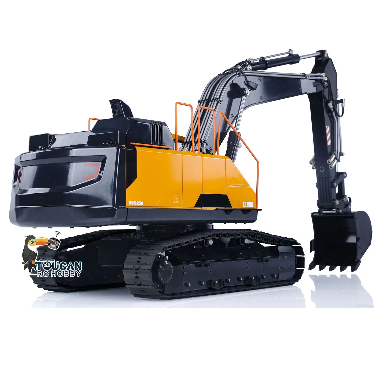 EC380 RC 1/14 Hydraulic Excavator Metal Remote Control Digger Construction Truck Vehicles 5-way Reversing Valves Lights Toy