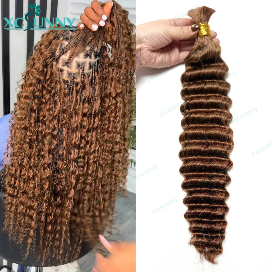 

Натуральные волосы для плетения в стиле бохо, глубокая волна, без трессов, цвет 30, натуральные волосы Реми для плетения, пучки