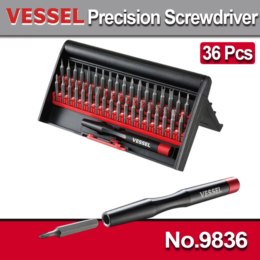 

VESSEL Precision Replacement Screwdriver Bit Set of 36 Clocks, Glasses, Camera, Smartphone, Tablet, Game Console NO.9836