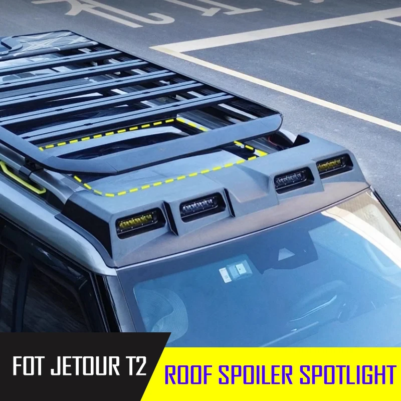 Car Roof Four Eye Spoiler Spotlight Roof Frame Platforms Searchlight Fit for JETOUR Traveler T2 2024 Car Exterior Lighting Piece