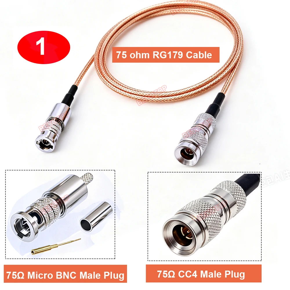 BEVOTOP HD Micro BNC Male to Din 1.0/2.3 CC4 Male / Female Connector 75 Ohm CC4 to Micro BNC RG179 Cable Adapter