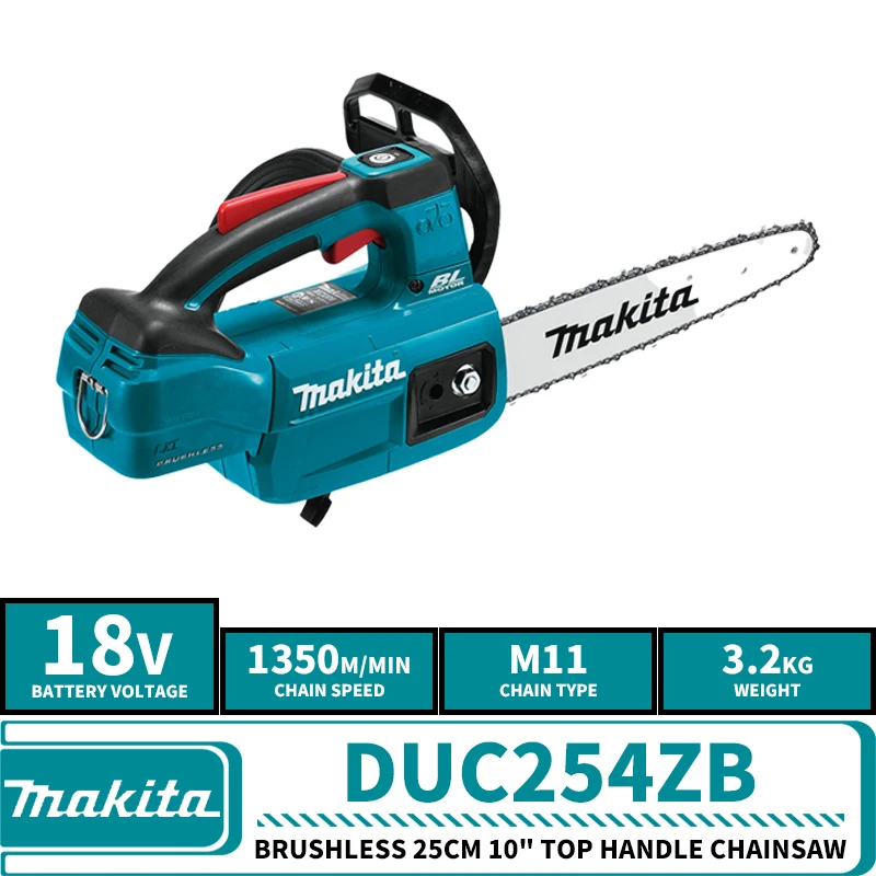 Makita DUC254ZB Brushless Electric Chain Saw Cordless 250mm 10in 18V LXT Lithium Logging Chainsaw Bare Machine